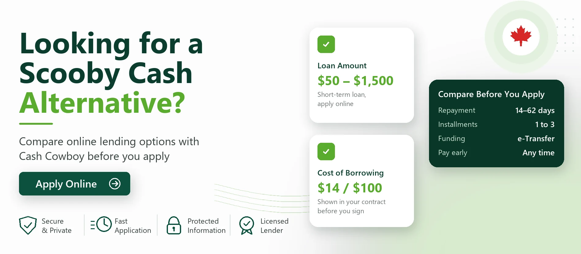 Scooby Cash alternative in Canada: compare Cash Cowboy loans from $50 to $1,500